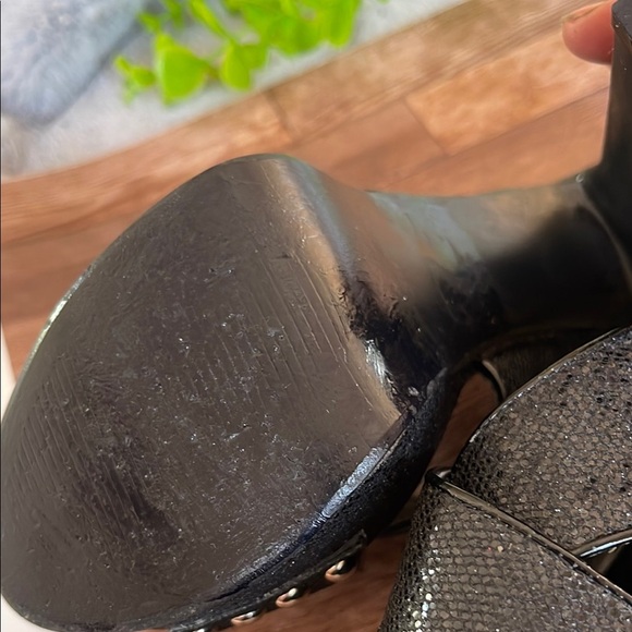 Sparkly Black Platform Sandals with Stiletto Heel - Picture 5 of 9